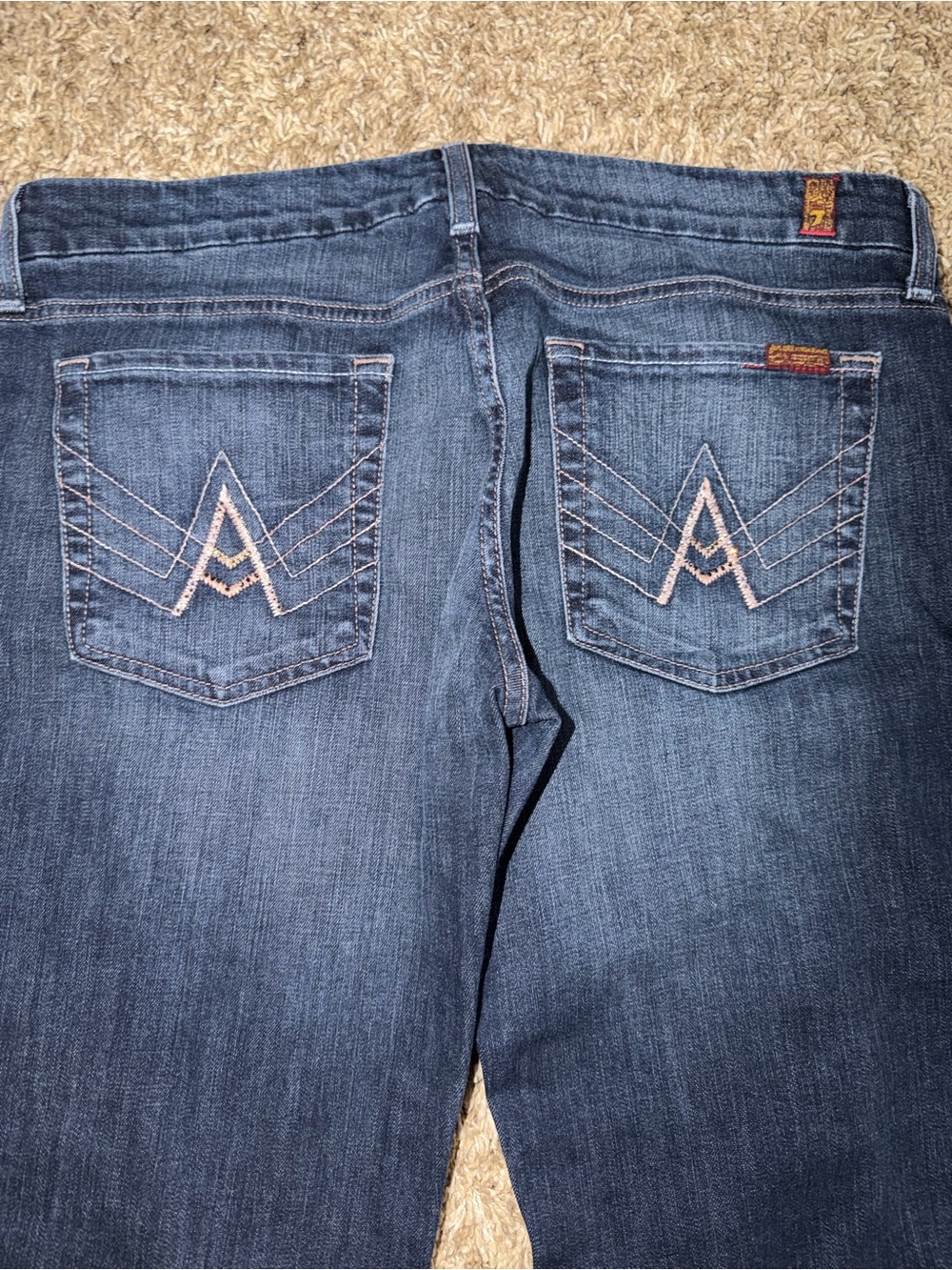 Women’s 7 for all mankind, pink glitter“a” pocket jeans, sz 32x34, like new